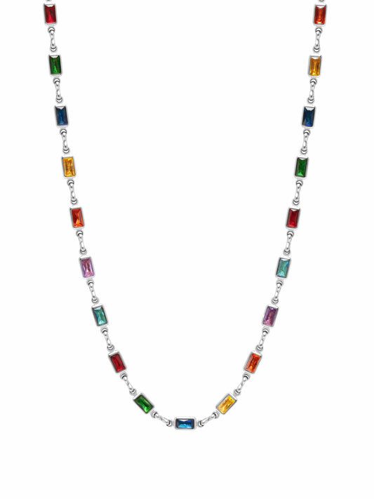 Rectangle Tennis Necklace in Silver