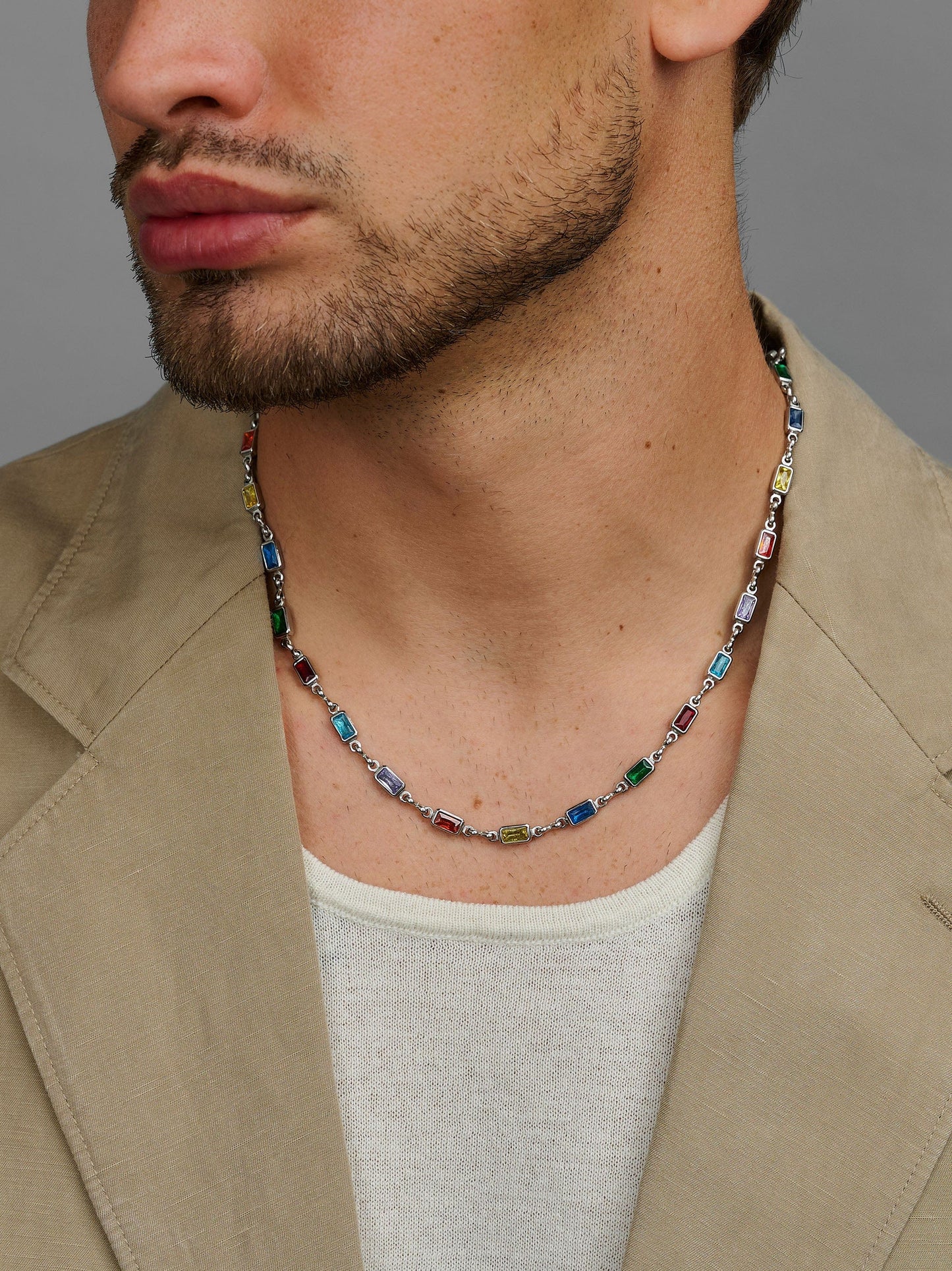 Rectangle Tennis Necklace in Silver