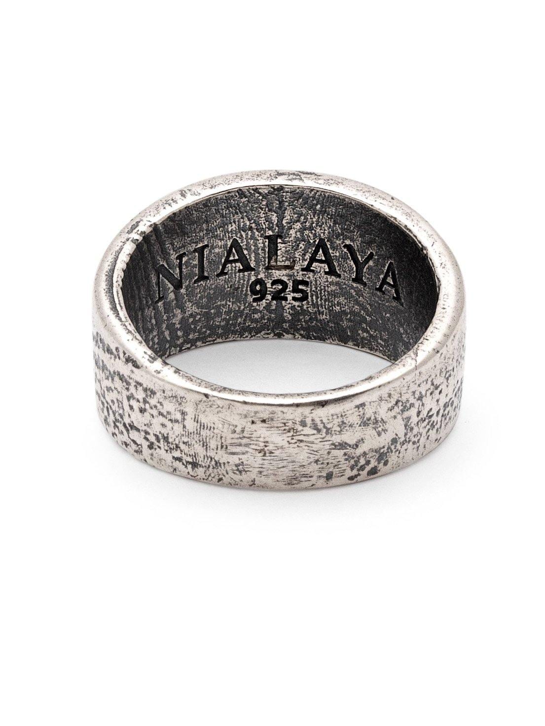 Engraved Vintage Silver Ring with Matte Onyx