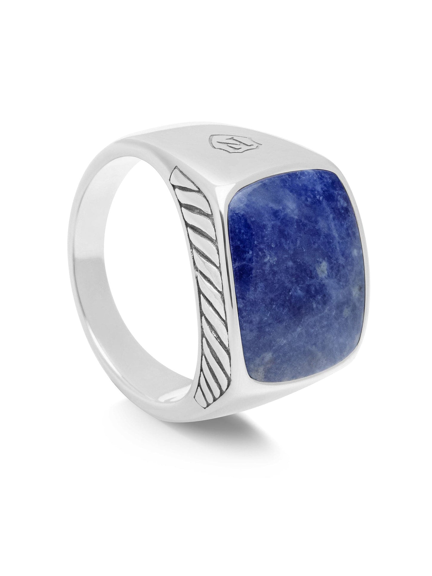 Gentleman's Silver Signet Ring with Blue Dumortierite