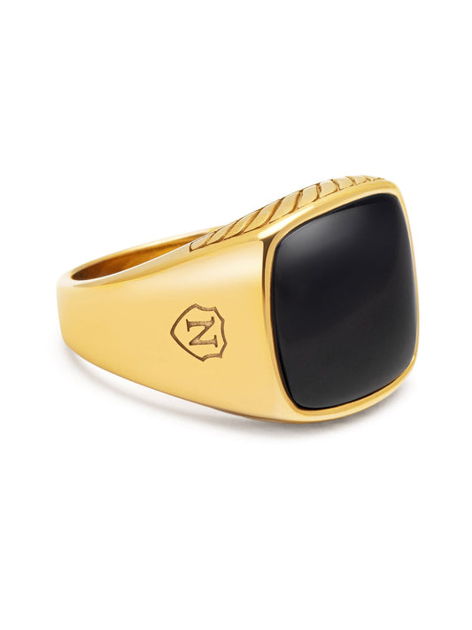 Gentleman's Gold Signet Ring with Black Onyx