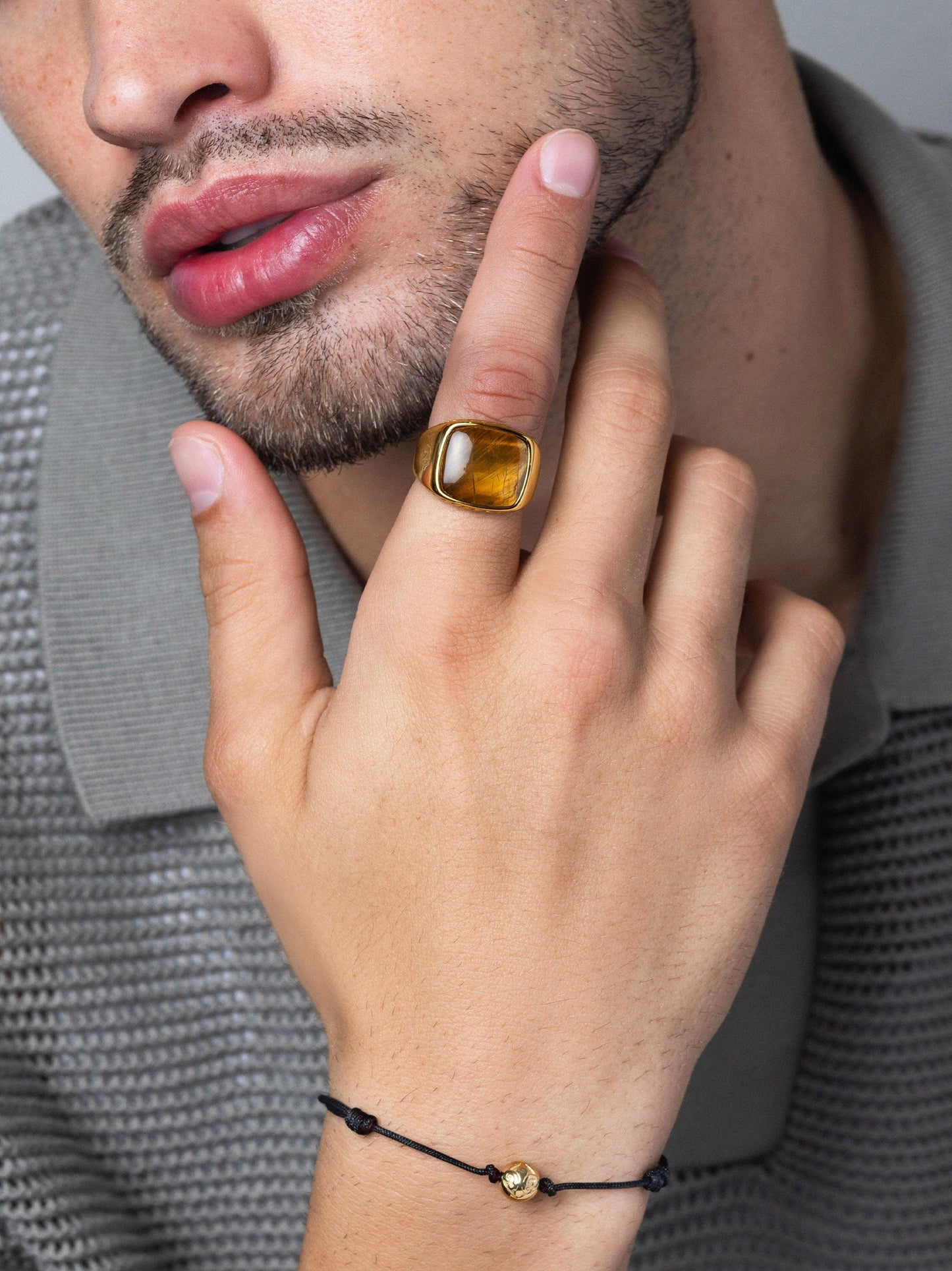 Gentleman's Gold Signet Ring with Brown Tiger Eye