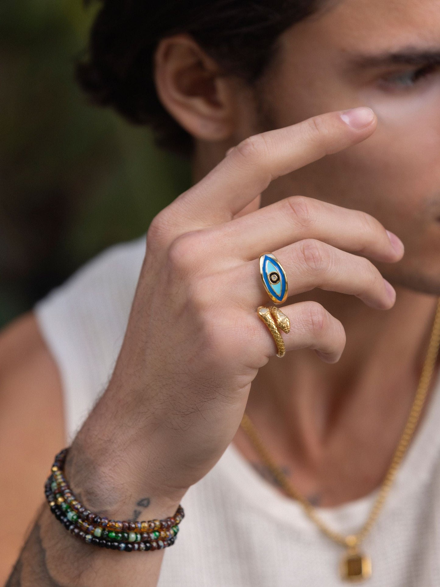Men's Gold Evil Eye Ring