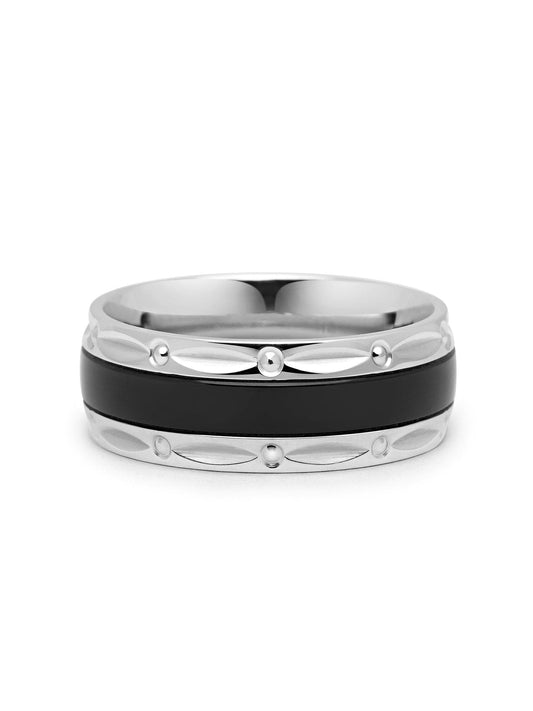 Silver Band Ring with Black
