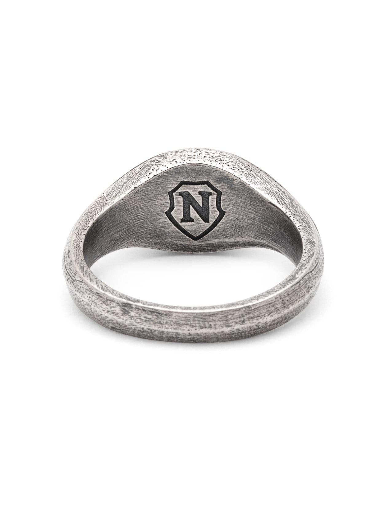 Sterling Silver Oval Signet Ring with Genuine Turquoise