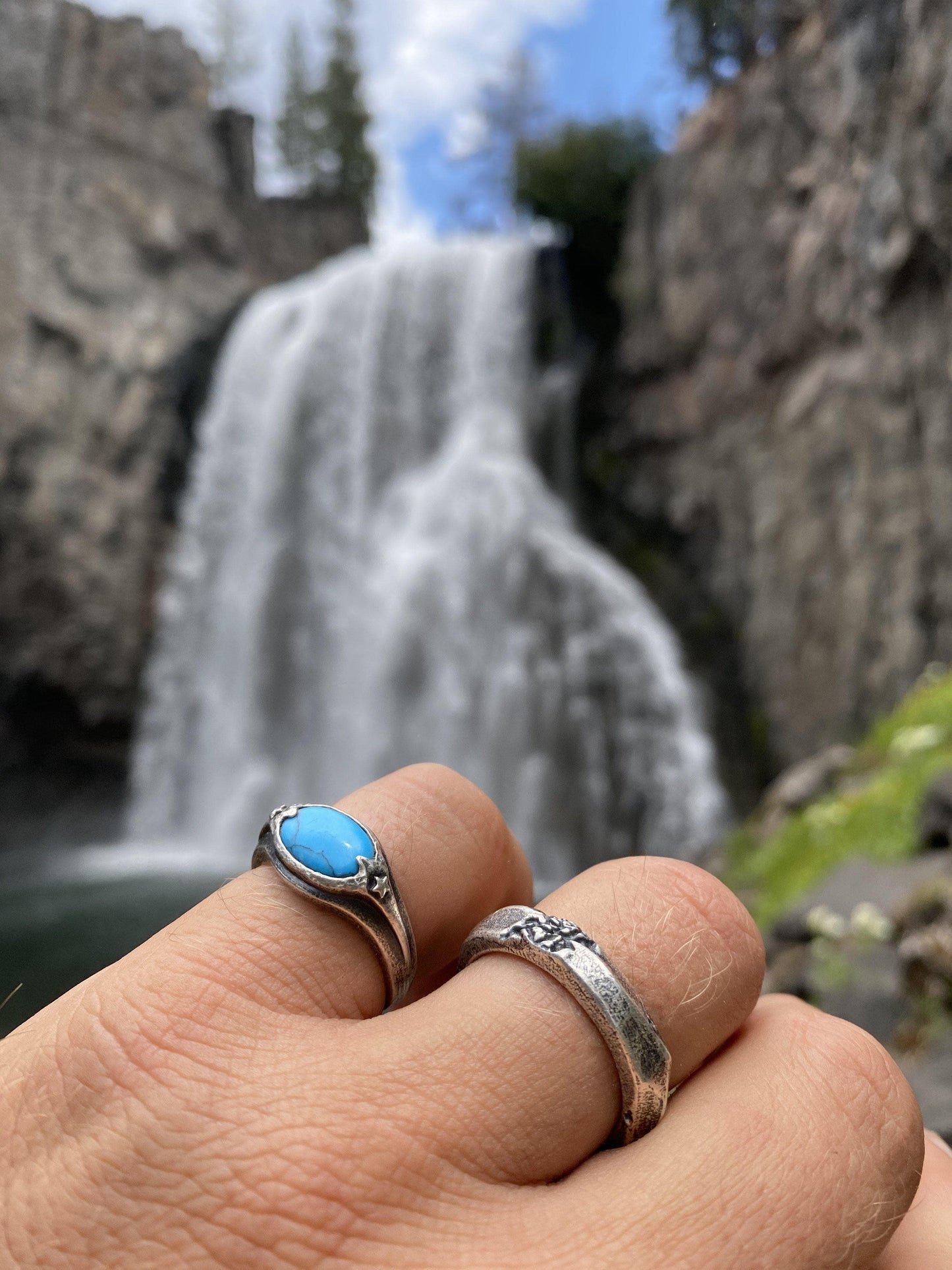 Sterling Silver Oval Signet Ring with Genuine Turquoise