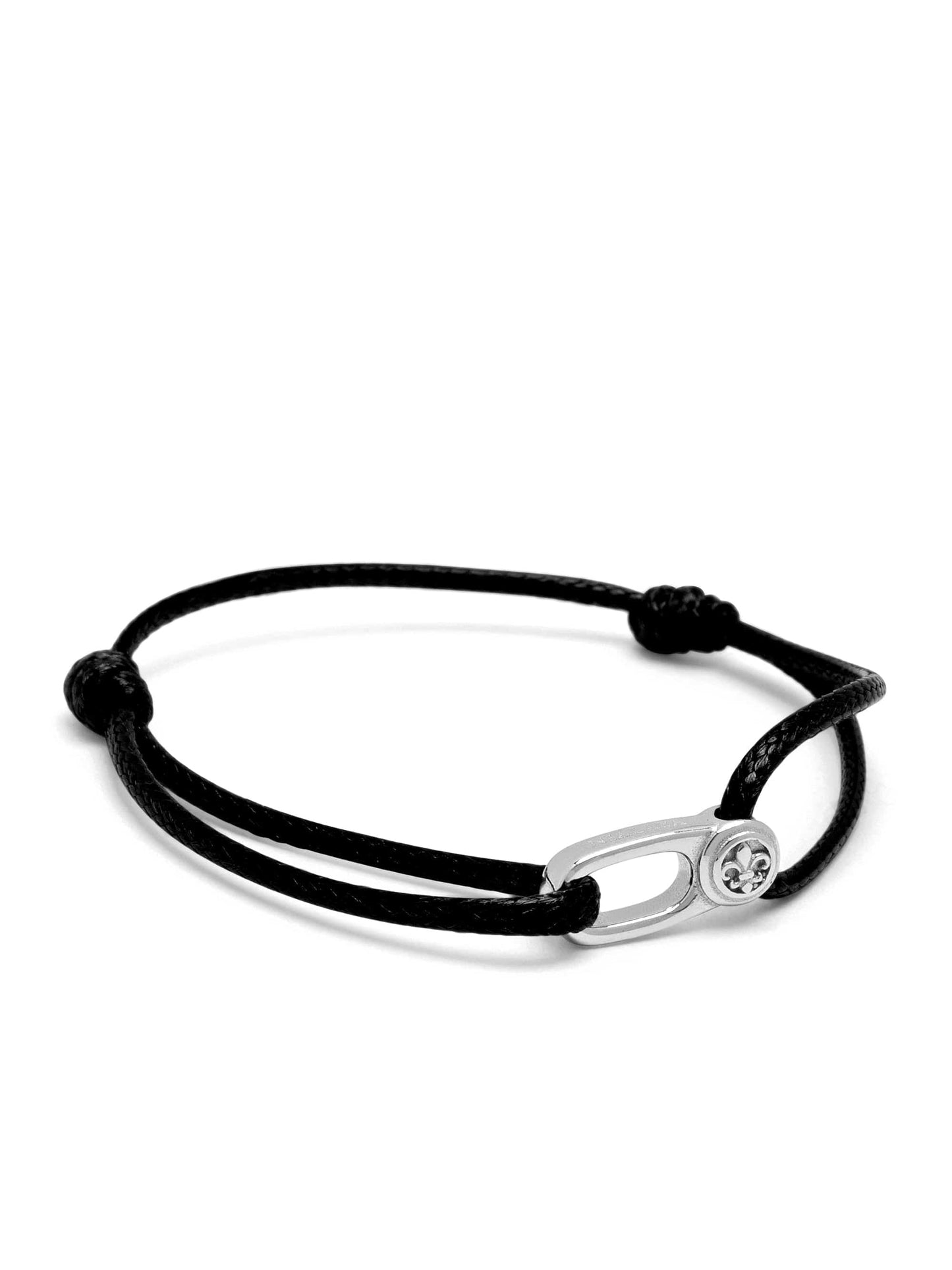 Black String Bracelet with Silver Hook
