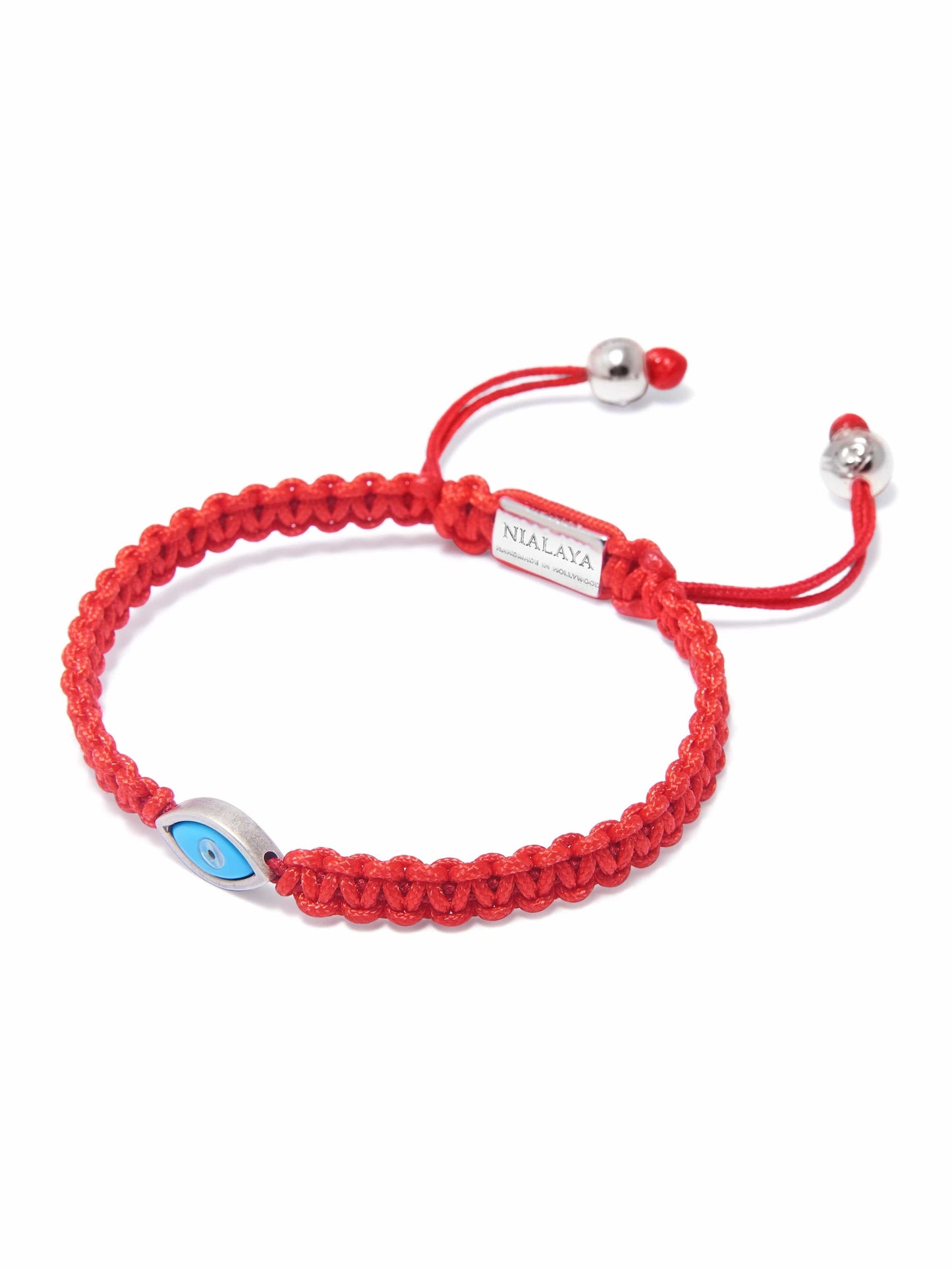 Men's Red String Bracelet with Silver Evil Eye