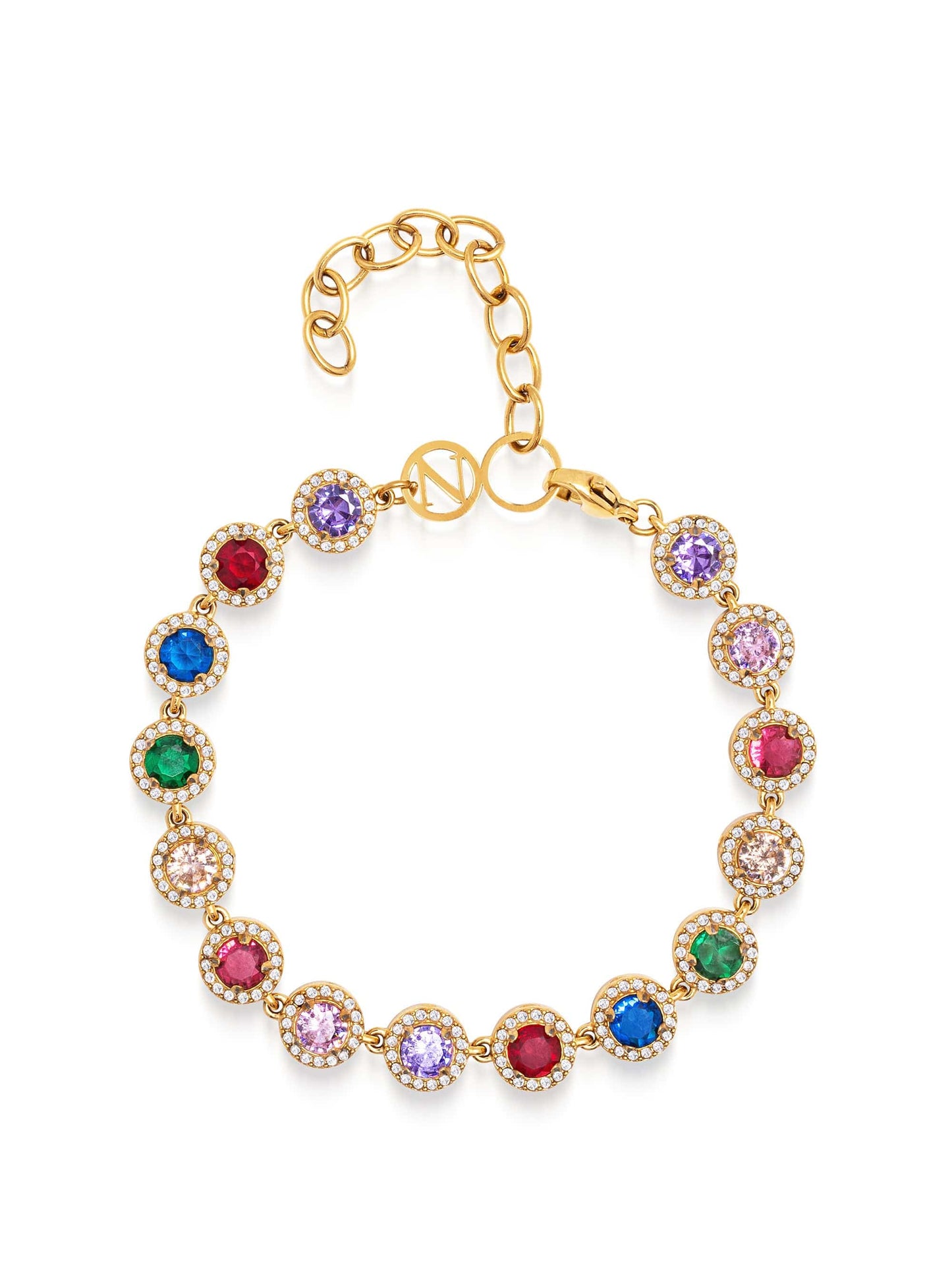 Multi Gemstone Link Bracelet