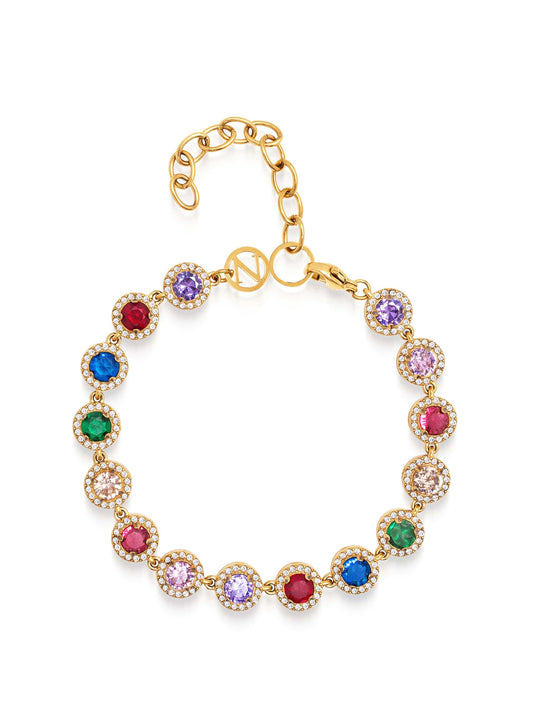 Multi Gemstone Link Bracelet