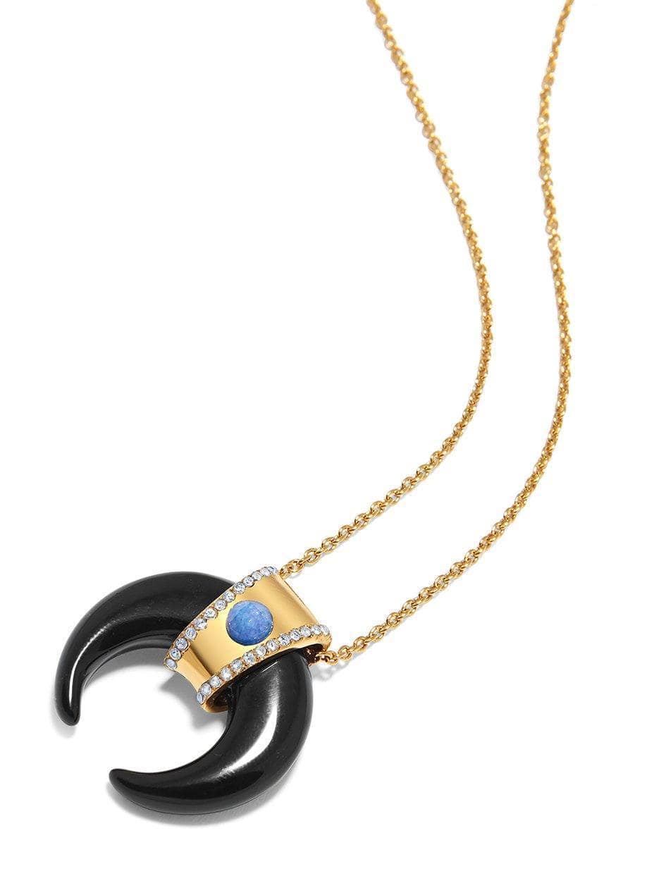 Agate Tiger Tooth Necklace with Sapphire