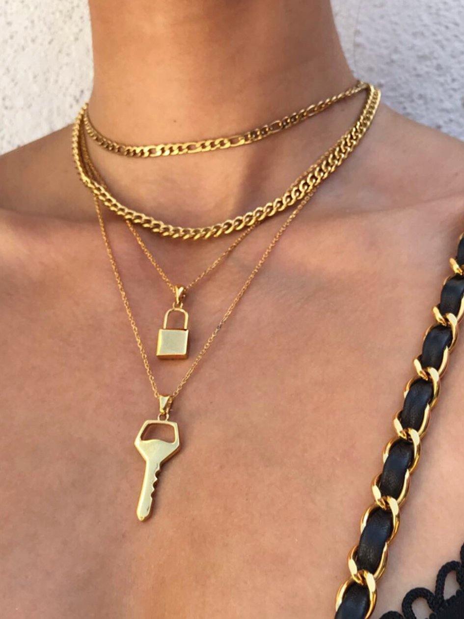 Lock Necklace in Gold