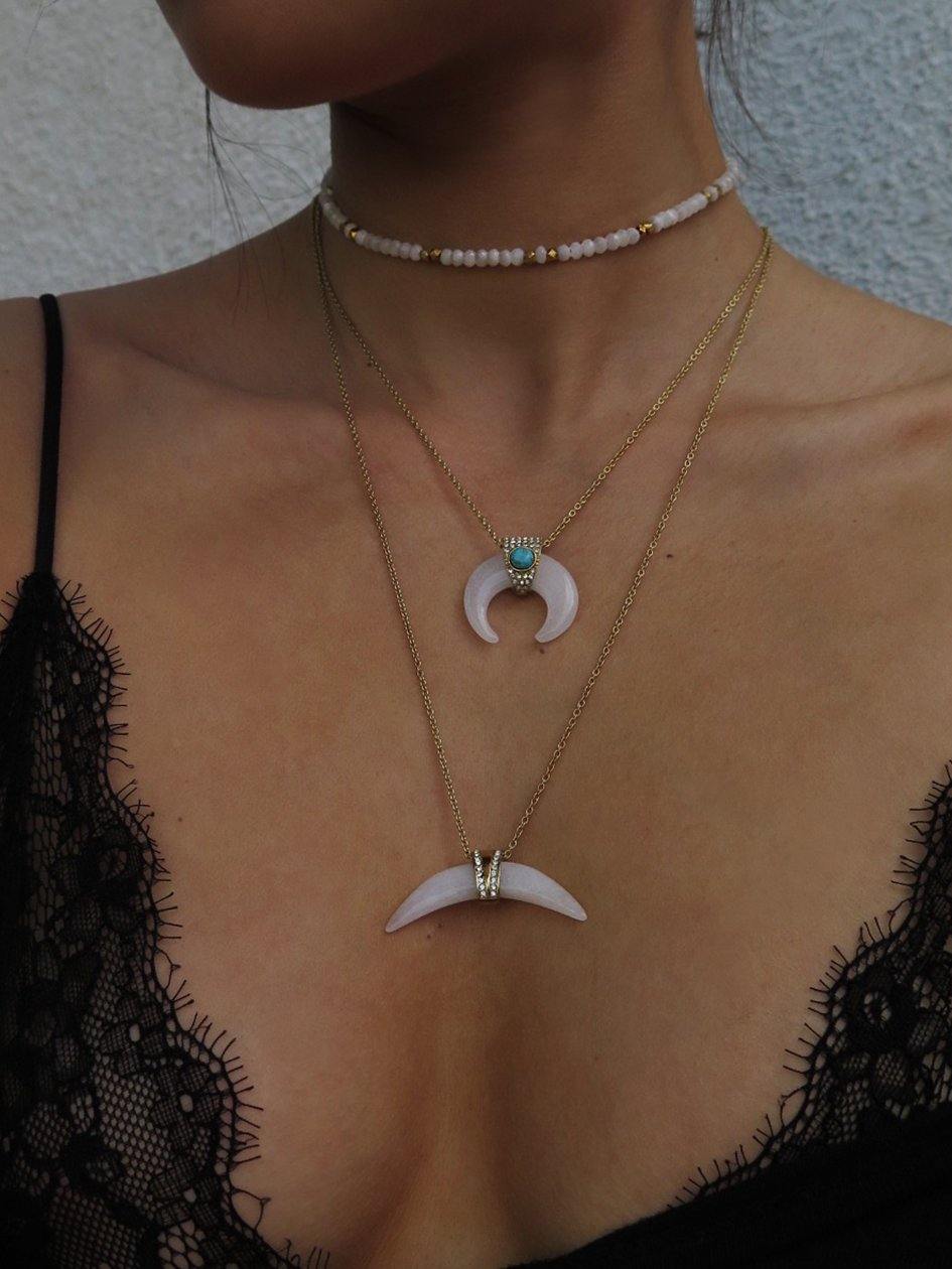 Mother Of Pearl Horn Necklace