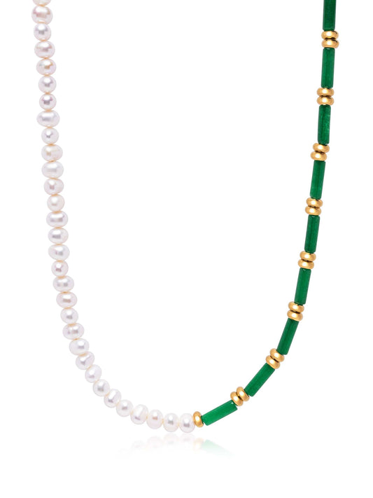 Pearl Choker with Green Agate