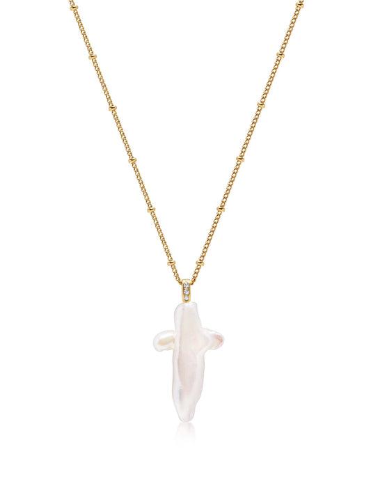 Pearl Cross Chain Necklace