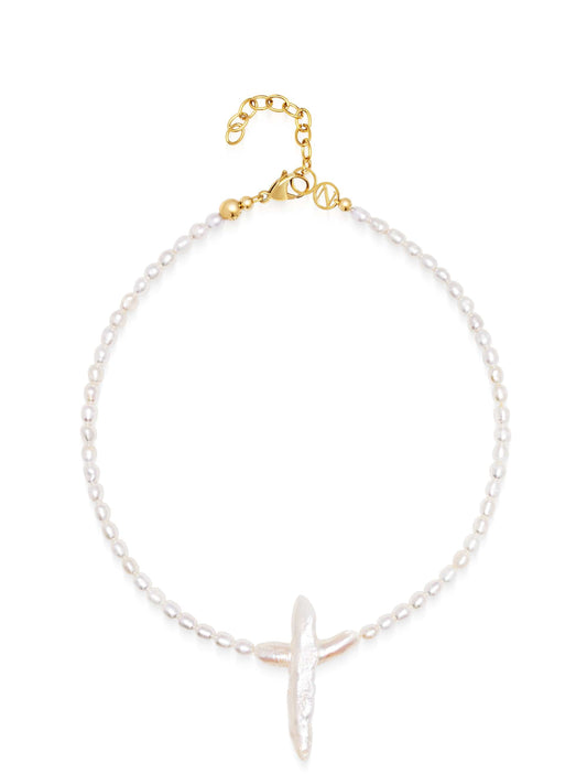 Pearl Cross Choker