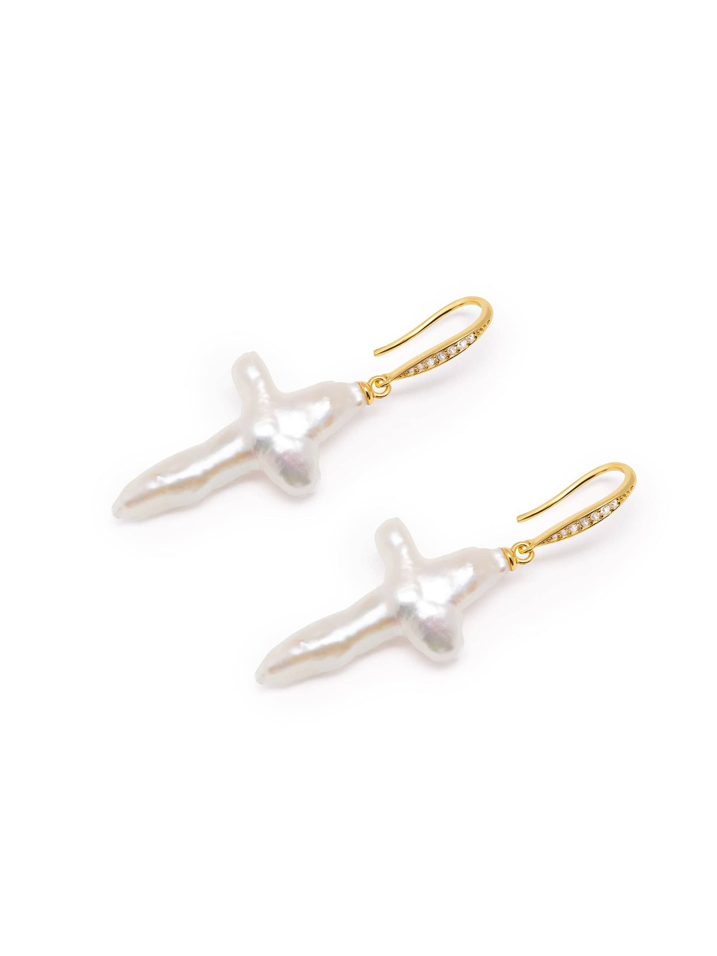 Pearl Cross Earrings