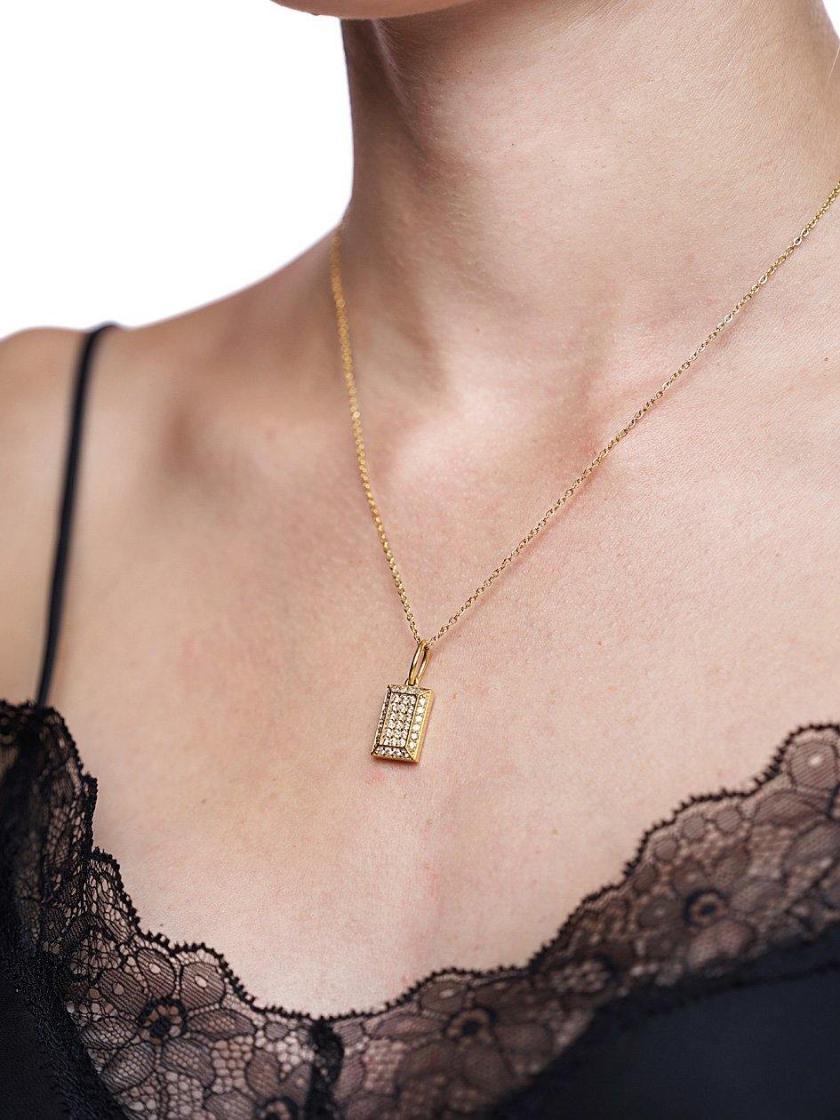 Women's Gold CZ Tag Necklace